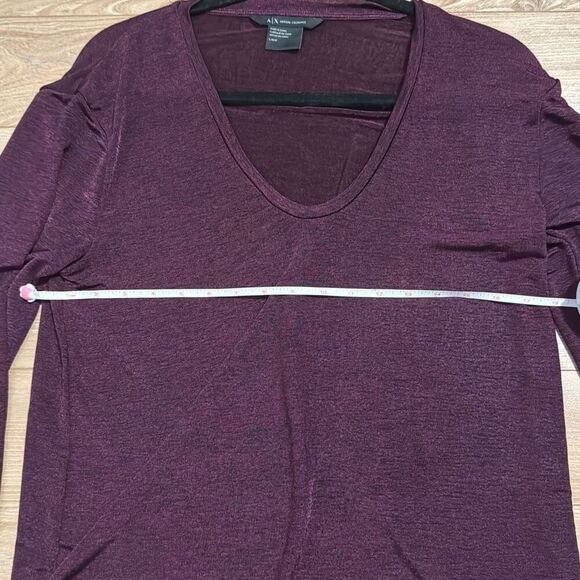 Armani exchange burgundy asymmetrical long sleeve top size large women’s - Picture 5 of 9